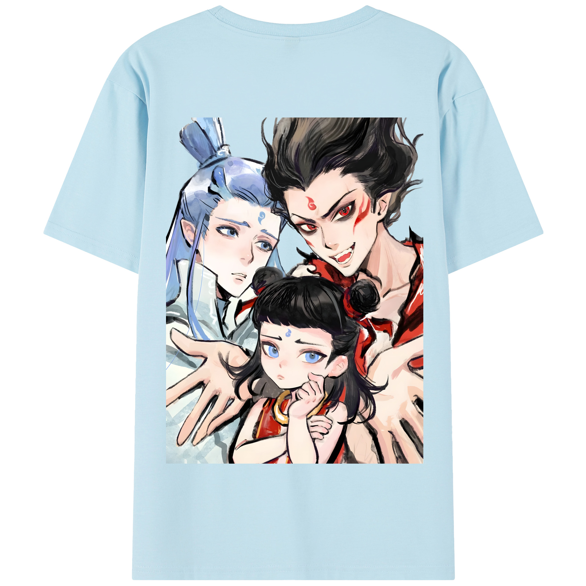 （画像用） Ne Zha 2 ナタ 魔童の大暴れ 綿100％半袖Tシャツ（背面プリント）